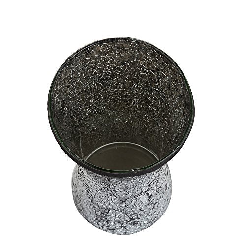 London Boutique Vase Cylinder Handmade Mosaic Glitter Vase Decorative Sparkled Glass gift present (Cylinder Black)