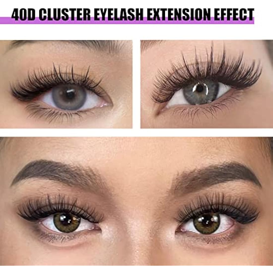 Cluster Eyelash 240pcs 40D 0.07 D Curl 11mm Cluster Eyelashes Extensions, Soft Individual Lashes Natural False Eyelashes Clusters DIY Eyelash Extension At Home (11mm, 40D-D-0.07)