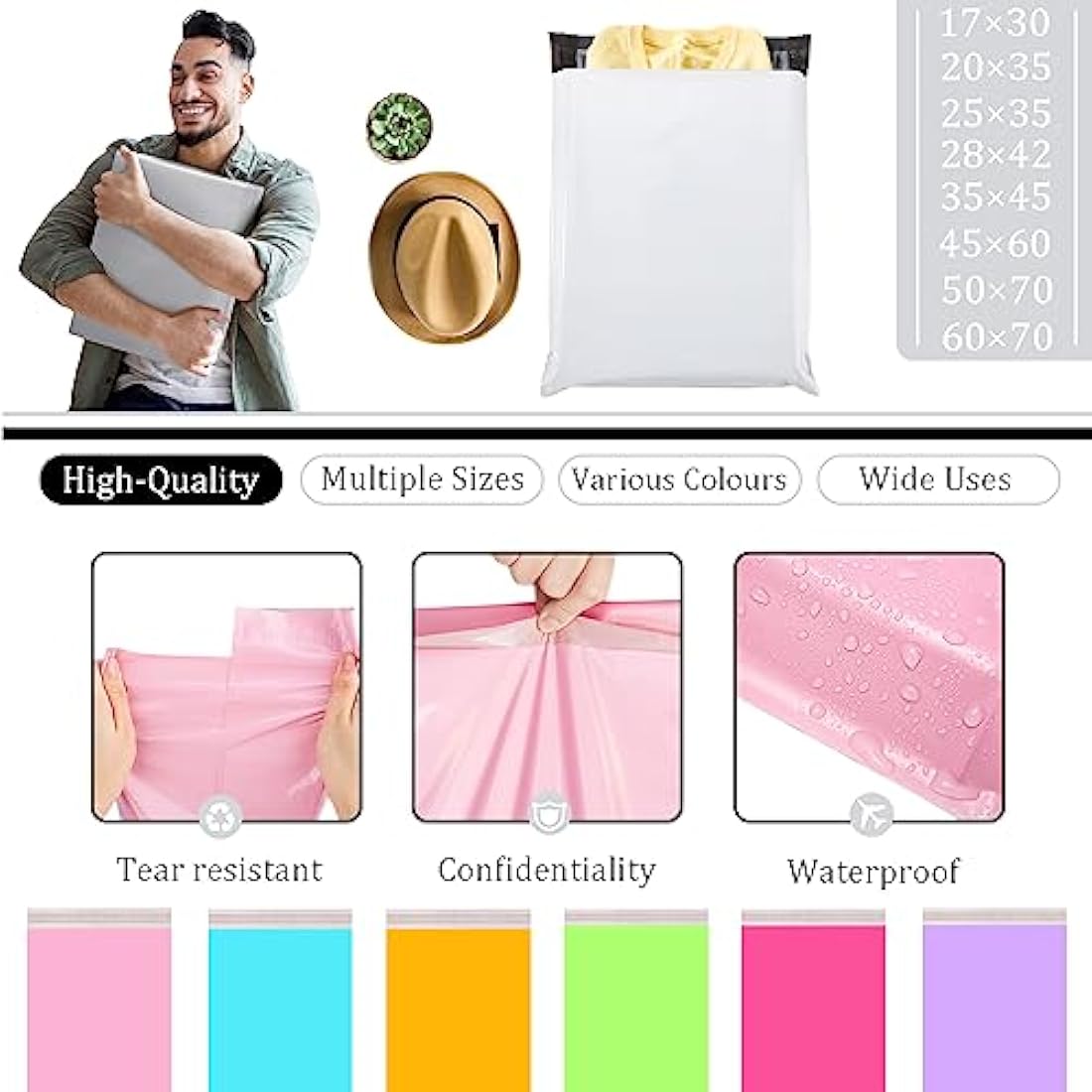Vinted 50pcs 35x45cm White Postage Bags - Self Seal Mailing Bags for Clothes & Parcels