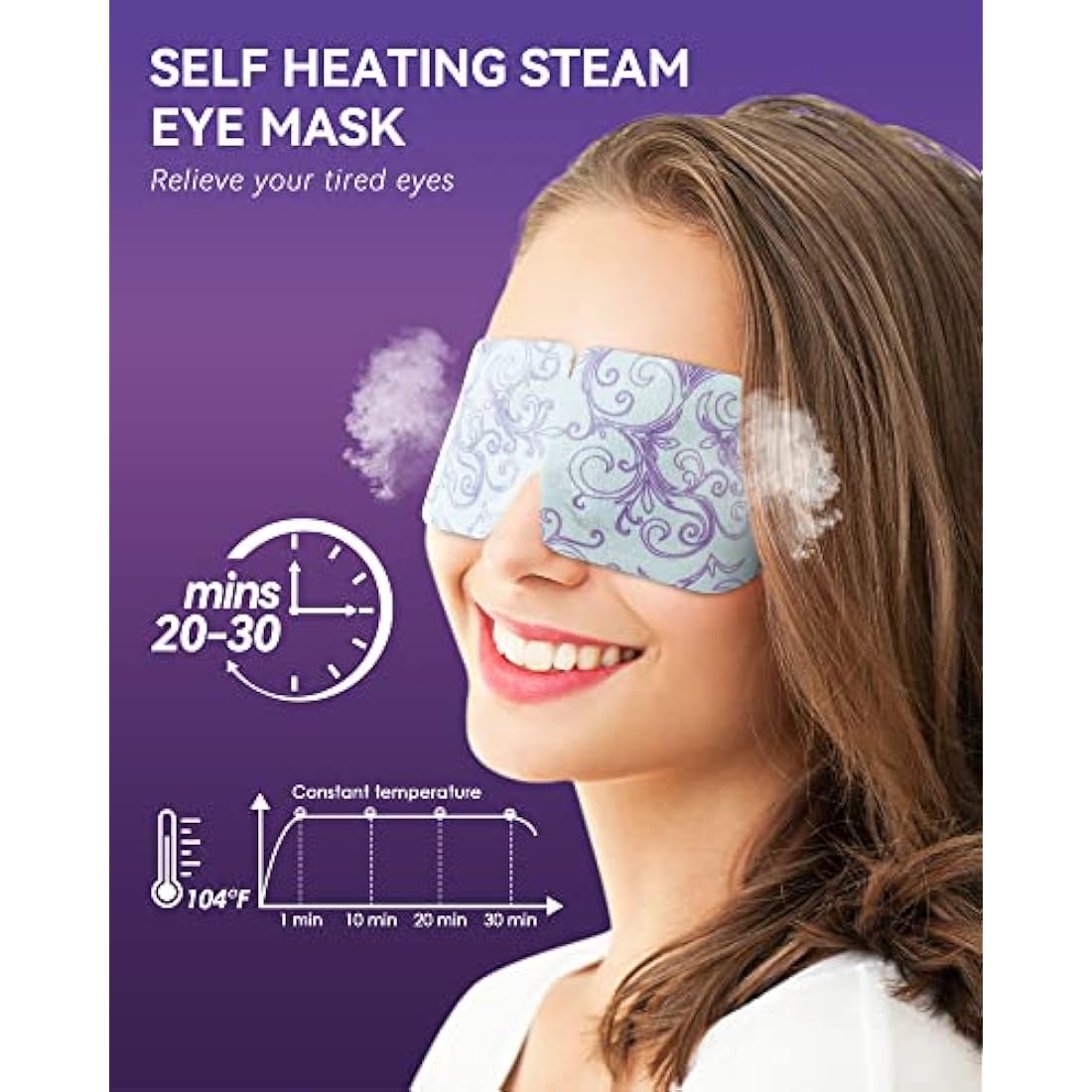 Steam Eye Mask 30 Packs Warming Eye Mask Self Heating Eye Mask Sleep Mask Heated Eye Mask for Dry Eyes Fatigue Great Gift for Students Adult