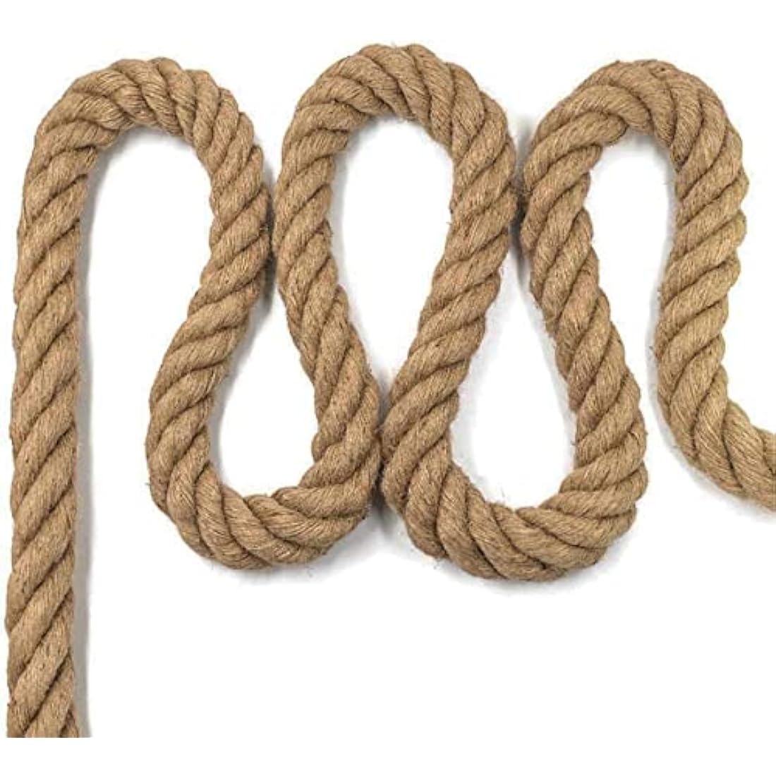 Aoneky Jute Rope - 14/16/20/25/30/40/50mm Heavy Duty Twisted Natural Hemp Rope for Garden, Tug of war, Nautical, Chandelier, Climbing Hammock and DIY Art Ideas for Decorate (30mm /30m)