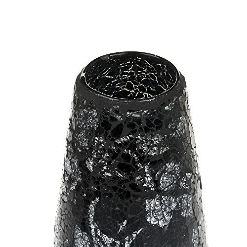 London Boutique Large Tall Vase 18" 40cm Vases for Flowers Handmade Decorative Mosaic Glitter Vase Sparkled Glass gift present (Large Black Rose)