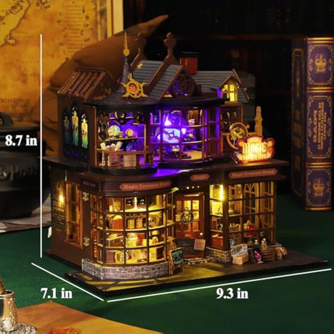 Mostop DIY Miniature Dollhouse Kit, Wooden Dollhouse Kit Miniature House Kit with LED Light,Creative Room Idea for Kids/Adults Magic House DIY Kits (Magic Treasure House)