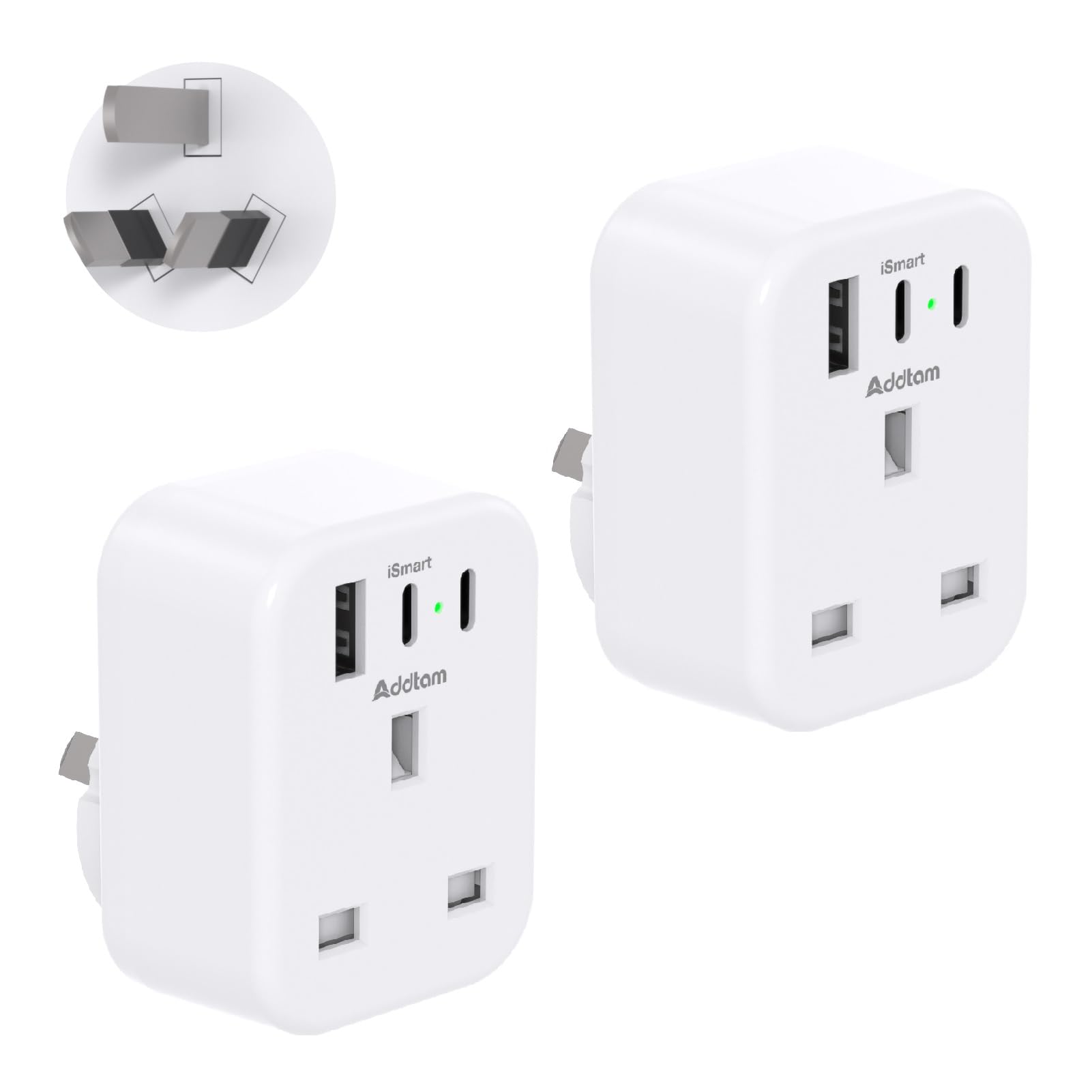[2 Pack] UK to Australia Plug Adapter, Australian China Travel Adapter with 3 USB Ports(2 USB C), 4 in 1 Australian plug adaptor for UK to Chinese New