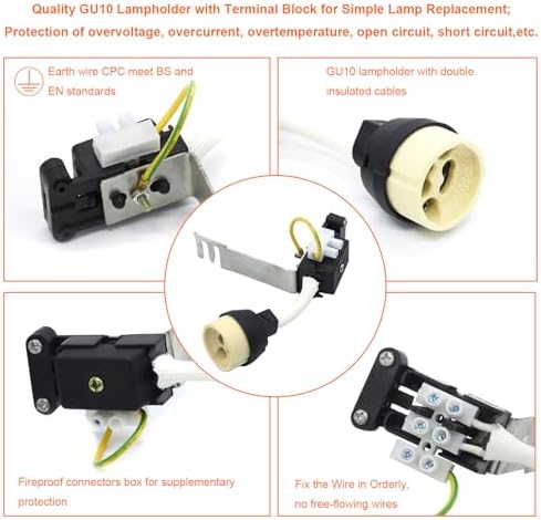 HiBay 10x Modern GU10 LED Downlights for Ceilings Tilt Recessed Ceiling Lights Round Brushed Chrome Spotlights Fitting 240V - Outer Diameter:90 mm,Cut-Out Hole Size:68-80 mm