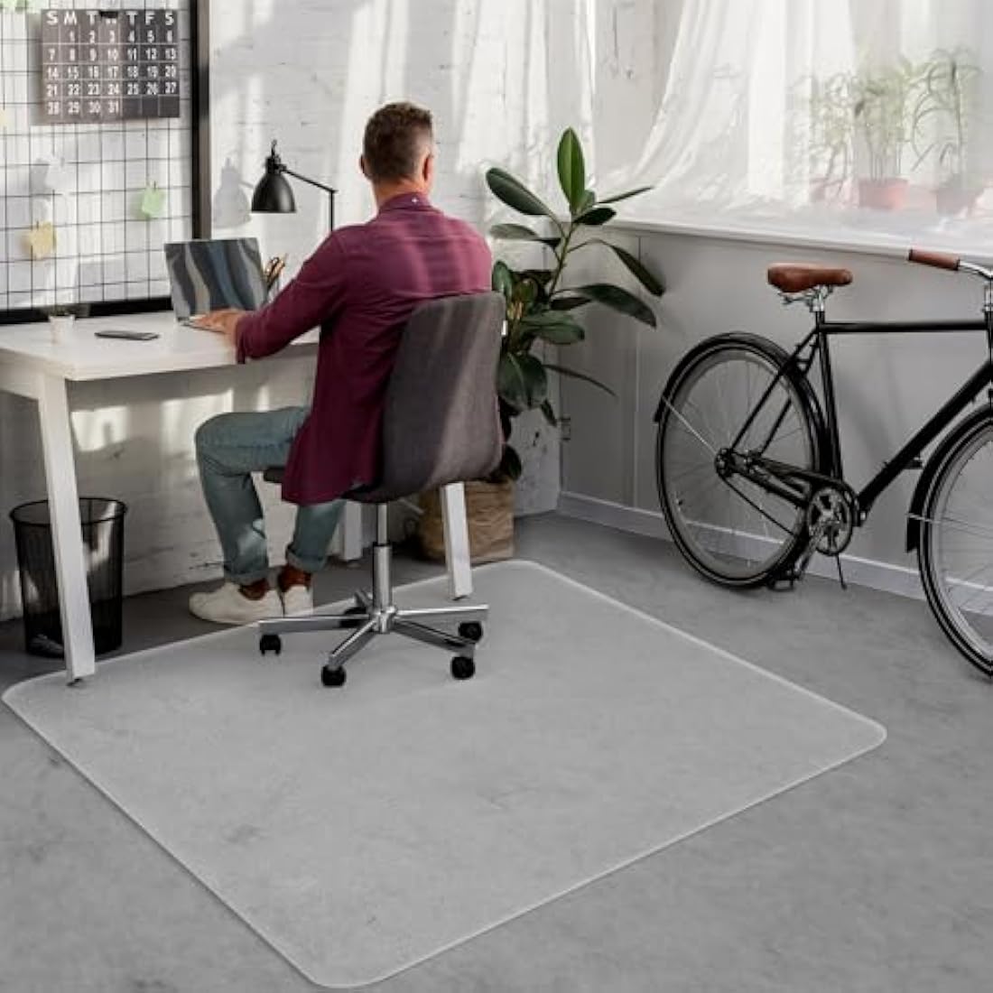 Office Chair Mat for Hard Floors Transparent, 90x120cm PVC Hard Floor Protection Mat, Non-Slip Hardwood Floor Chair Mat, Multi-Purpose Floor Protector for Office Home Room - Rectangle