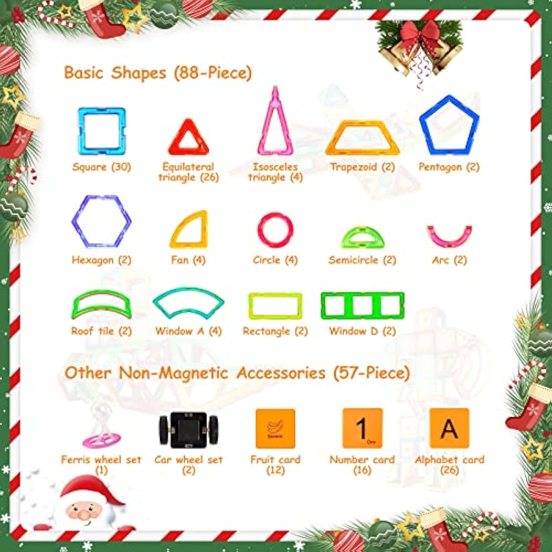 Crenova Magnetic Tiles for Kids 145PCS Magnetic Building Blocks Toys for 3 4 5 6 7 8 Year Old Girls Boys Gift, Magnets for Kids, Montessori Toddler Toys