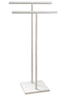 EADOT Standing Towel Rack Double-T Shape Bath Towel Sheet Holder with Marble Design Base for Bathroom Floor Next to Tub or Shower 2 Tier Towel Holder