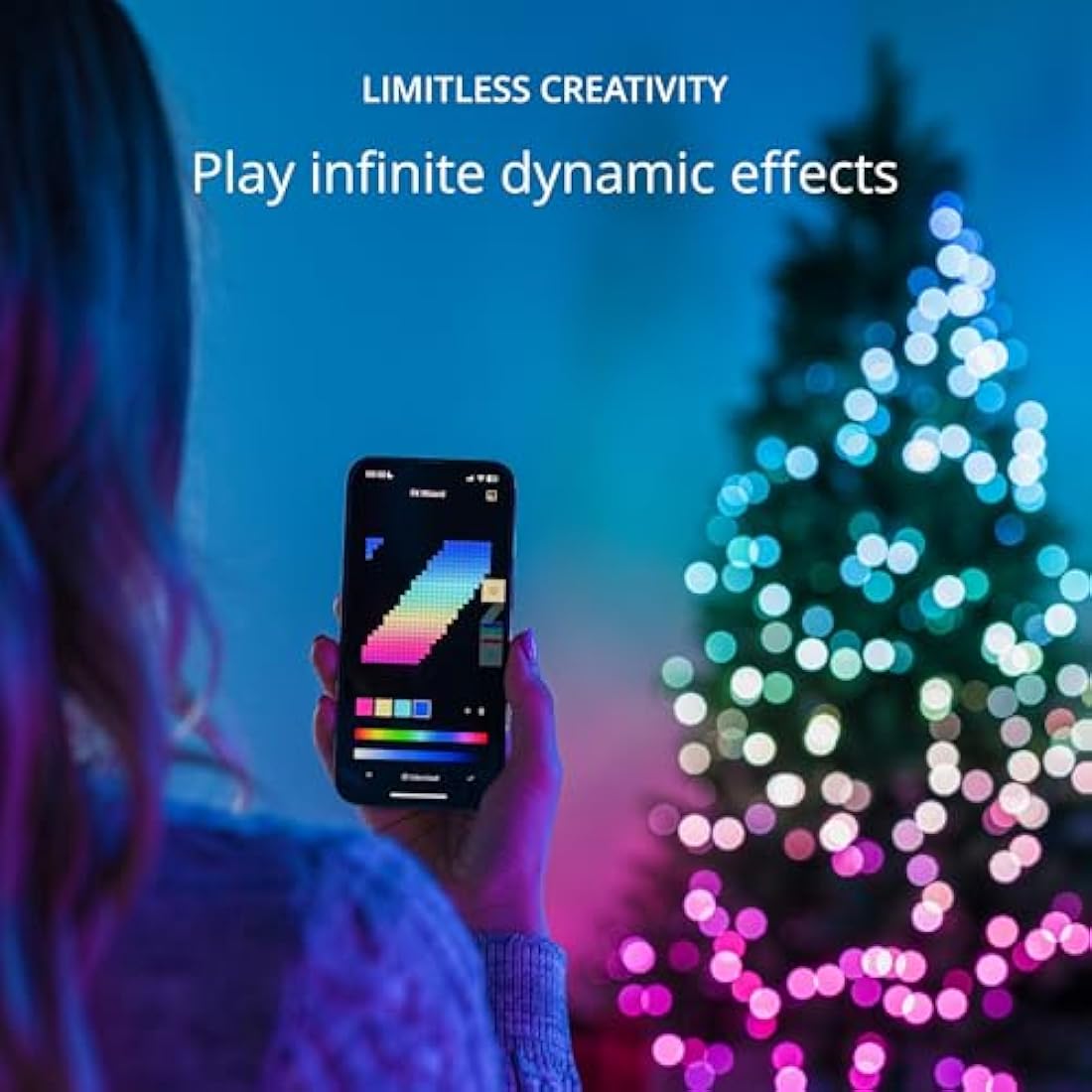 Twinkly Strings USB-C Pearls 200 LED, Pearl Shaped LED Light String, Christmas Lights, RGB Multicolor LED Lights, Mappable LEDs, Compatible with Alexa, Google Home, USB-C Power, Green Wire, 12m