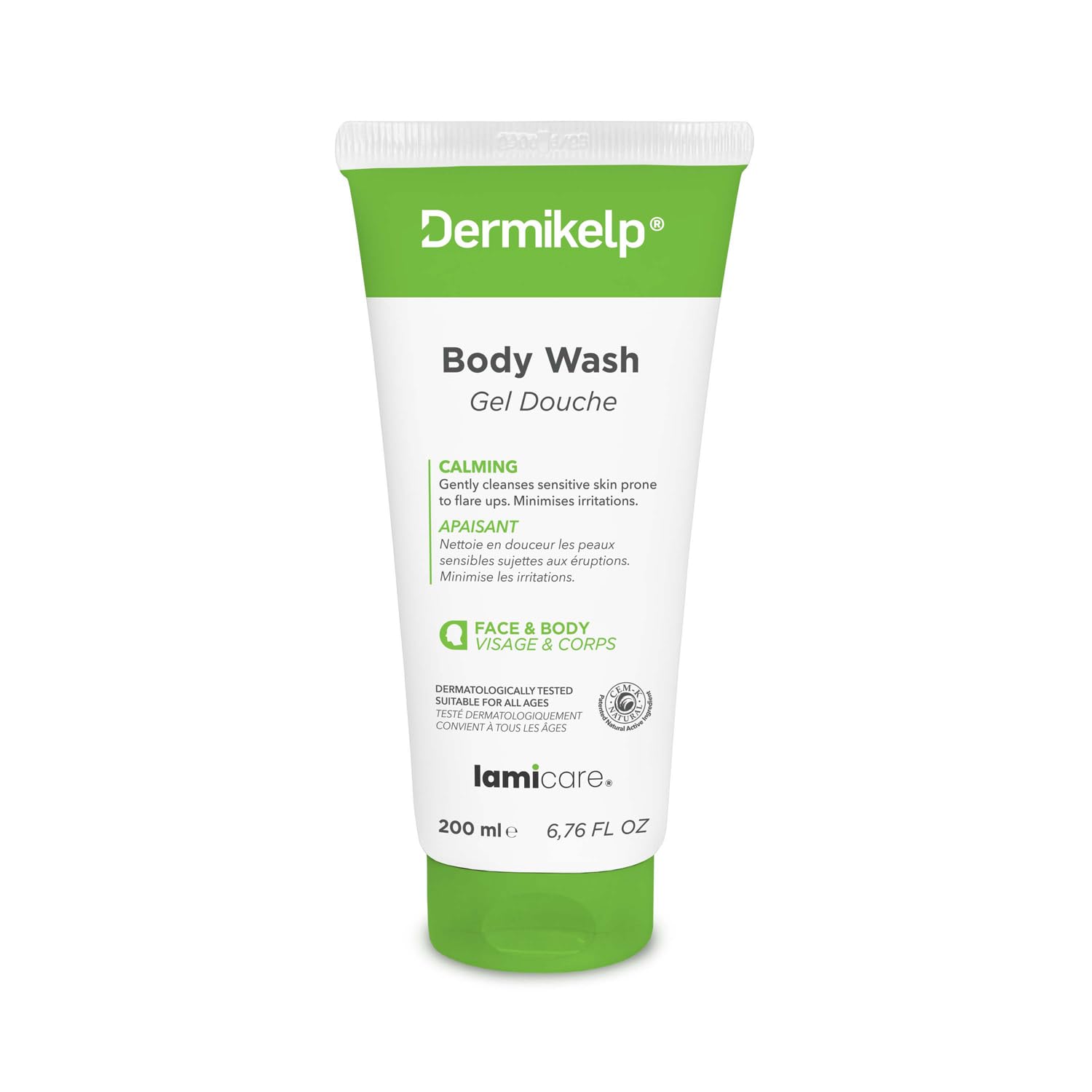Dermikelp? Body Wash for Sensitive Skin ? Gently Cleanses and Soothes with CEM-K Sea Kelp Extract, Paraben-Free, Suitable for Daily Use, 200ml