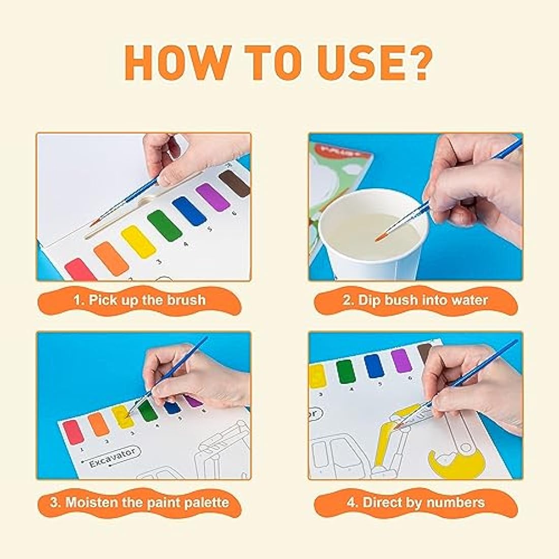 YPLUS Water Colouring Book for Children Painting Watercolour Paint Set Paper for Kids, Magic Book Arts and Crafts Gift for Drawing - Animals