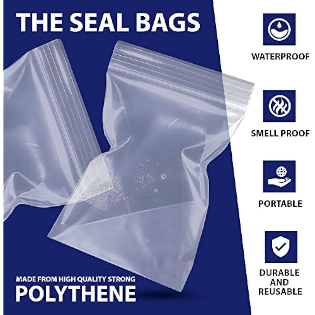 100 Grip Seal Bags 12.75" x 12.75" | Reusable Strong Zip Lock | Clear Resealable Plastic Bags | Polythene Packaging for Food Storage, Jewellery - by Sabco (12.75" x 12.75")