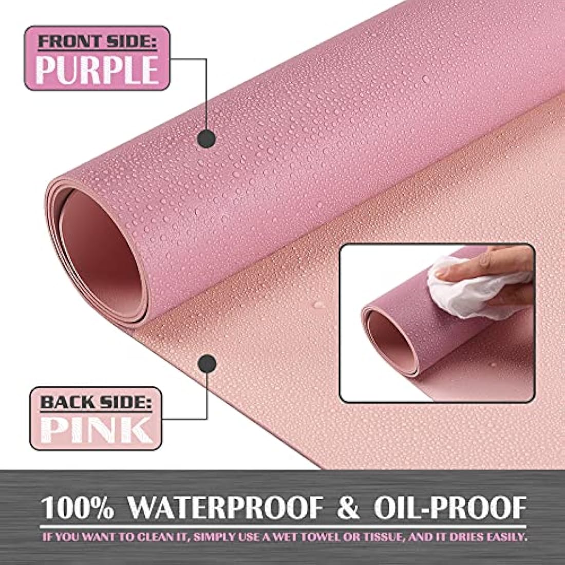 K KNODEL Large Office Leather Desk Mat, Mouse and Keyboard Pad, Computer and Laptop Mat, Desktop Protector and Cover, Writing Pad and Blotter (90x43cm, Purple)