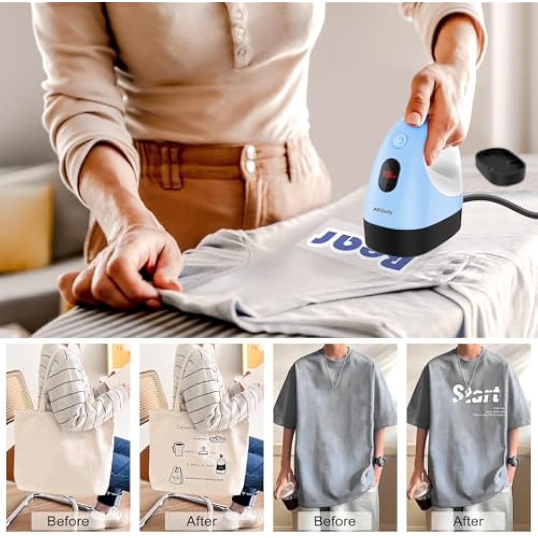 Mini Heat Press Machine, Mini Heat Transfer Iron Press, 3 Heat Settings & Visible Temp, Portable Heat Press Easy for Crafts, T-Shirt, Hats, Shoes, Bags, Cap, and Small HTV Vinyl Projects