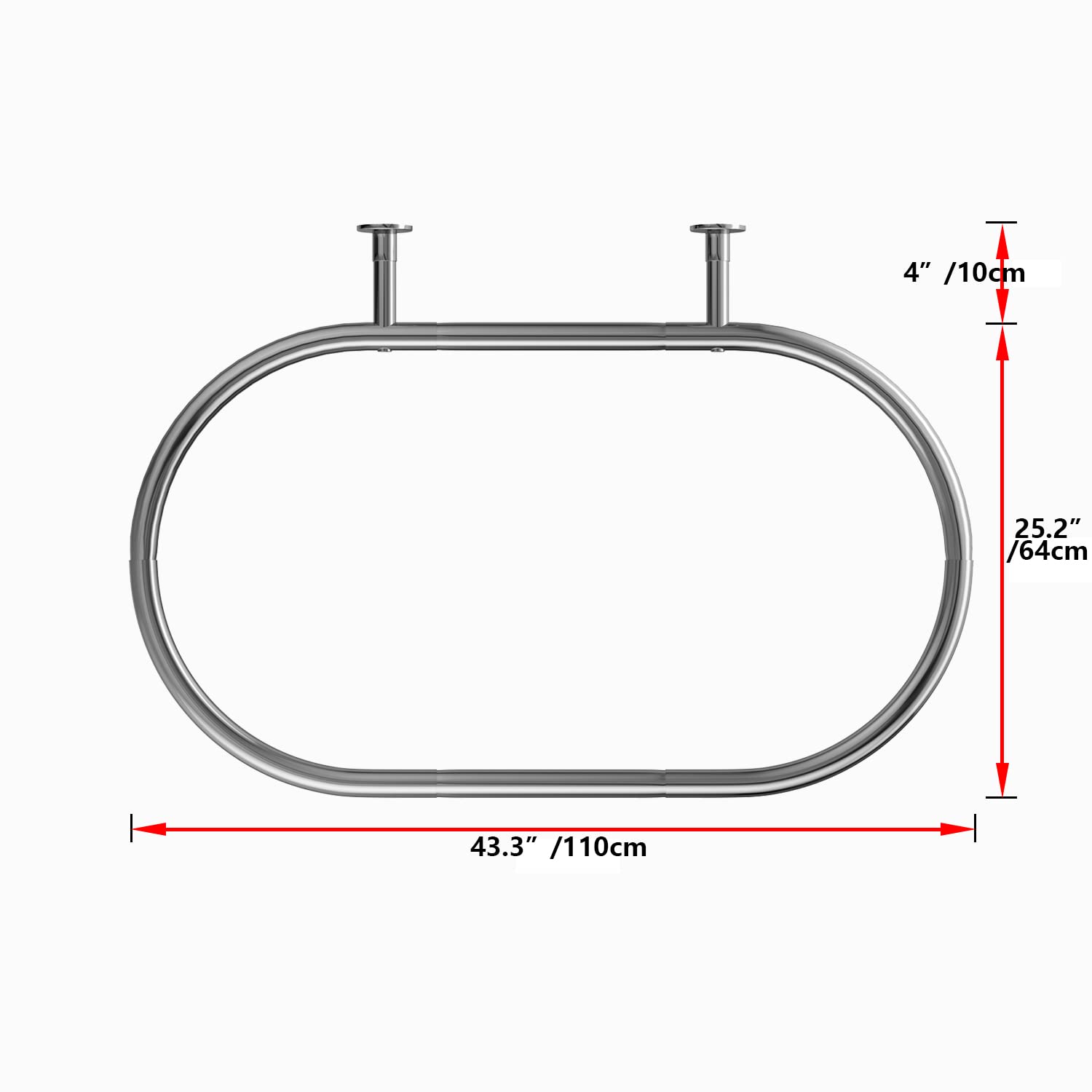Sikaiqi Oval Shower Curtain Rod Hoop Square Shape Bathroom Rod for Clawfoot Tub Free Standing Tubs (Silver)
