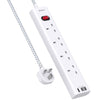Extension Lead with 3 USB Slots(2 USB C), 4 Way Plug Extension Socket, 5M Wall Mount Socket Extension Cable, Multiplug Power Strip for Home, Office,