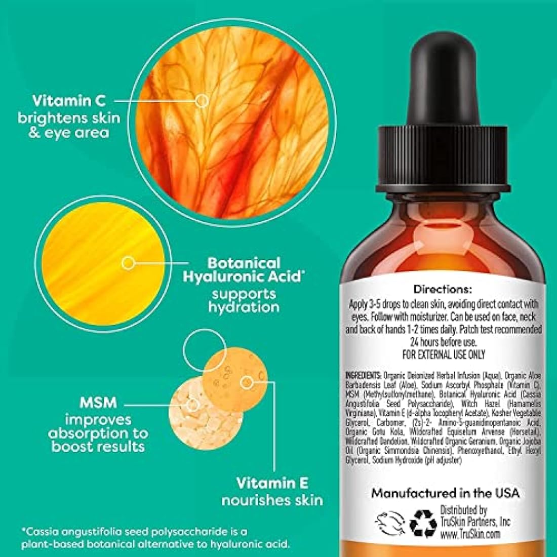 TruSkin Vitamin C Serum for Face – Anti Aging Face Serum with Vitamin C, Hyaluronic Acid, Vitamin E – Brightening Serum for Dark Spots, Even Skin Tone, Eye Area, Fine Lines & Wrinkles, 2 Fl Oz 60 ml