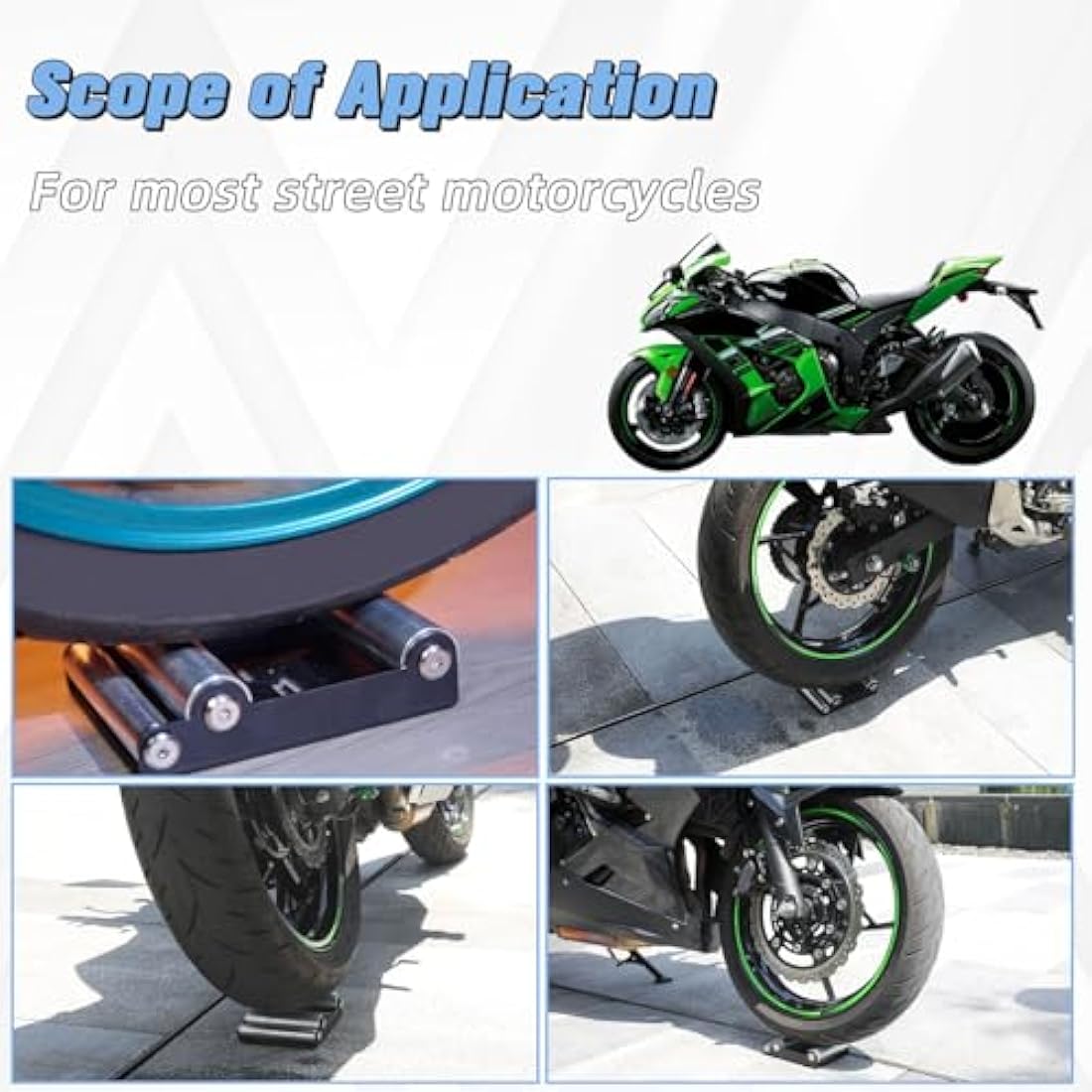 Motorcycle Roller Stand,Wheel Cleaning Roller Stand for Tyre Cleaning & Chain Lubrication-GRoller Medium Bikes < 485 lb & Tyre width <180 mm