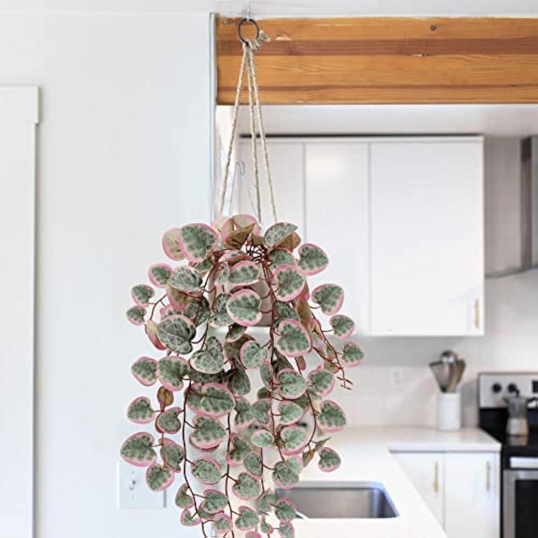 Hollyone Trailing Artificial Plants Decorative Fake Potted Plants, String of Hearts Plants Indoors Outdoors, Faux Trailing Plants for Home, Wall, Living Room, Bedroom, Office Decorations