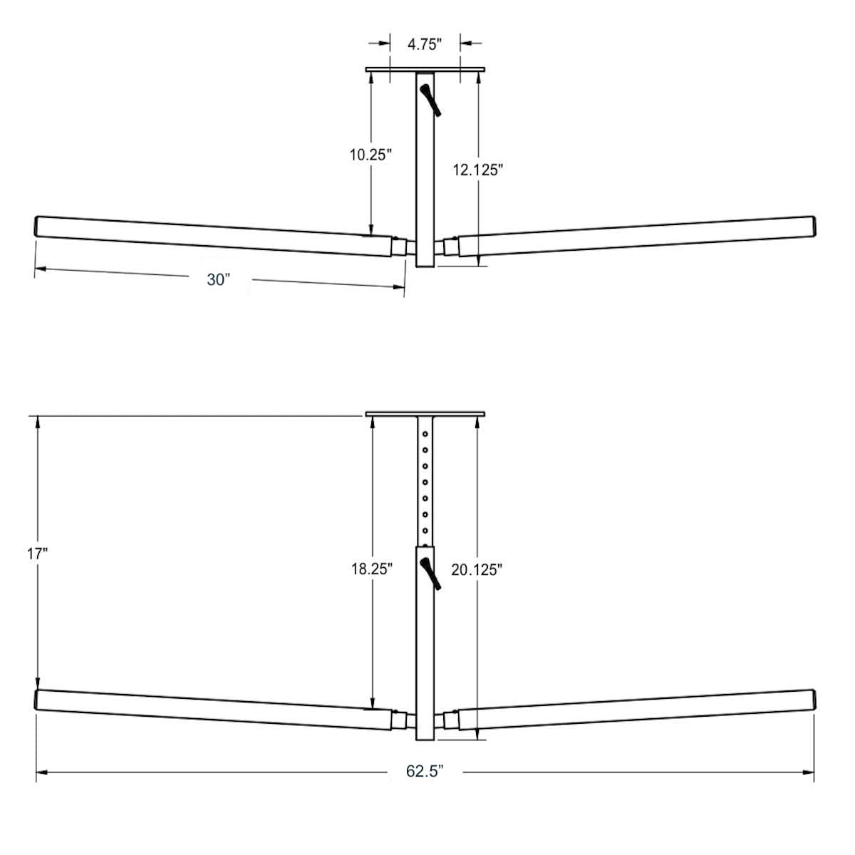 StoreYourBoard Double SUP & Surf Ceiling Storage Rack, Hi Port 2 Overhead Hanger Mount, Home & Garage (X-Large (30" Arms))