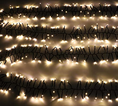 Christmas Concepts 1000 12M/40FT Warm White LED Cluster Lights with 8 Function Controller - Indoor/Outdoor - Energy Efficient A++ - Christmas Lights