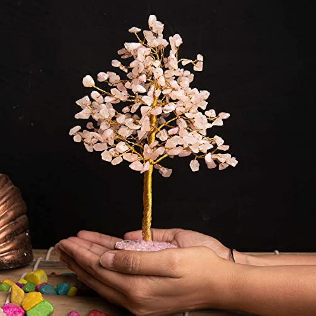 Wonder Care Crystal Tree for Home Decorations Crystals and Healing Stones Witchy Room Crystal Decor Tree Crystal Gifts Gem Tree Christmas Tree Stands for Real Tree (300 Beads Rose Quartz Tree)