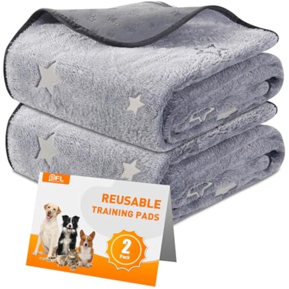 Washable Puppy Pads, 2 Packs Fast Absorption Reusable Puppy Pads, Dog Pee Pad, Waterproof Whelping Pads, Non-Slip Training Pads Pet Playpen Puppy Mat for Floor, Dog Crate -92x122cm