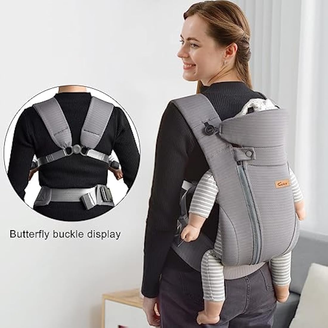 CUBY Front Carriers for Newborn, Summer Breathable Zippers Toddler Wrap Baby Holder Belt,Outdoor Facing & Back Baby Carriers from Newborn, Adjustable Head Neck Support with Head Cover Use up to 30 LBS