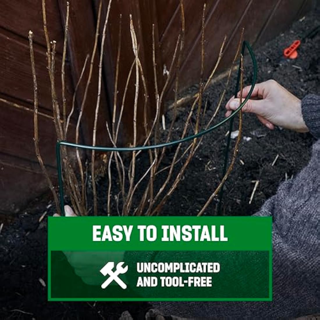 GardenGloss Shrub Supports (10 pcs) - Semicircular 35cm x 40cm - Dark Green Coated Steel Plant Support