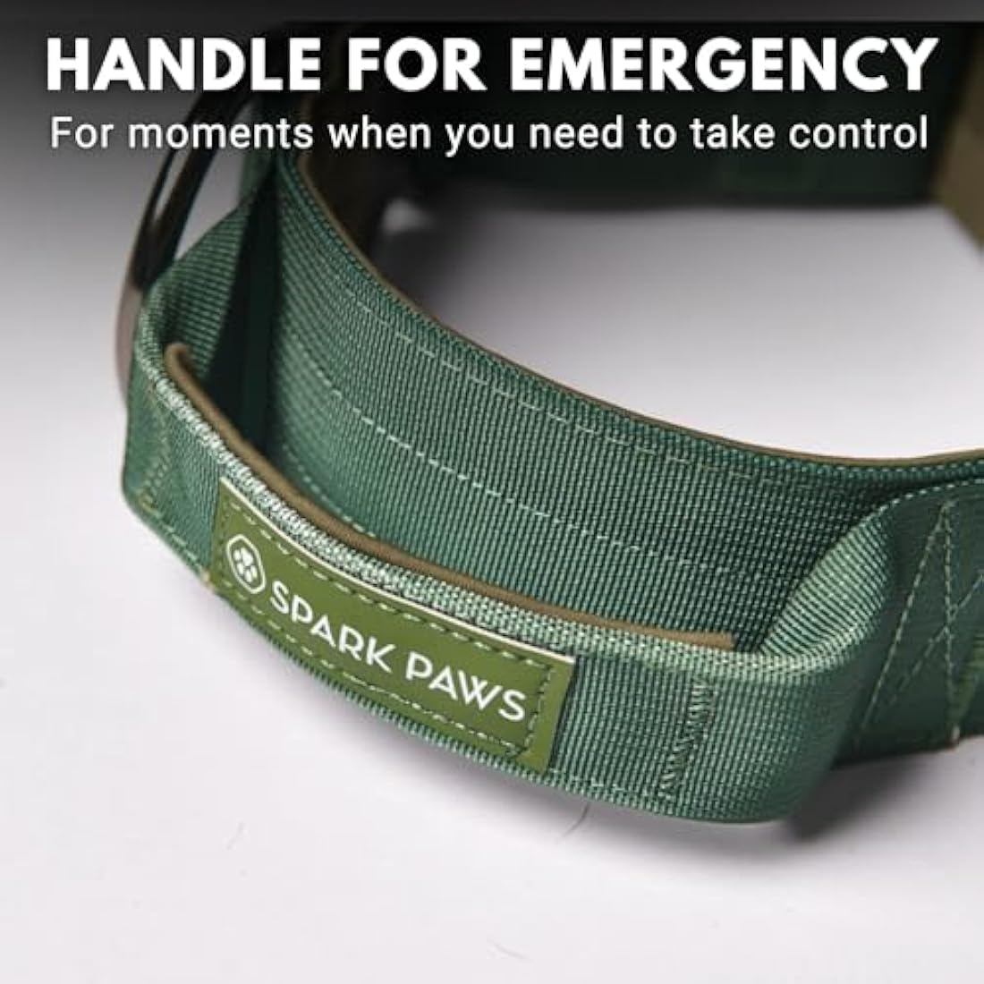 Spark Paws Tactical Dog Collar - Premium Quality Collar, Robust and Durable Design for Large, Strong Breeds - Pitbulls, Boxers - Army Green, S