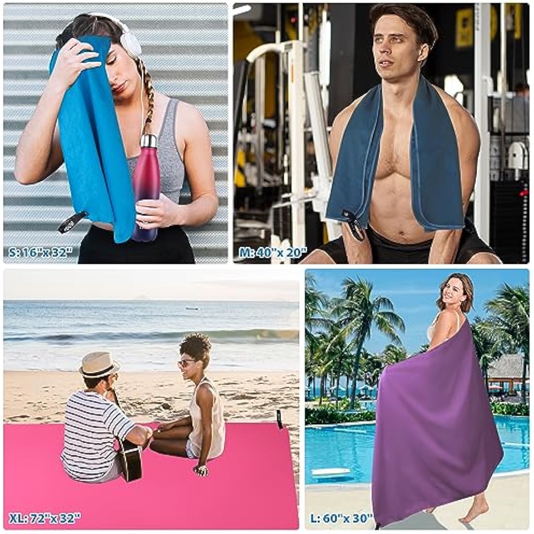 BOGI Microfibre Quick Dry Travel Towel - Soft Lightweight Gym Towel, Super Absorbent & Ultra Compact for Beach, Sports, Swimming, Gym, Yoga, Camping, Hiking