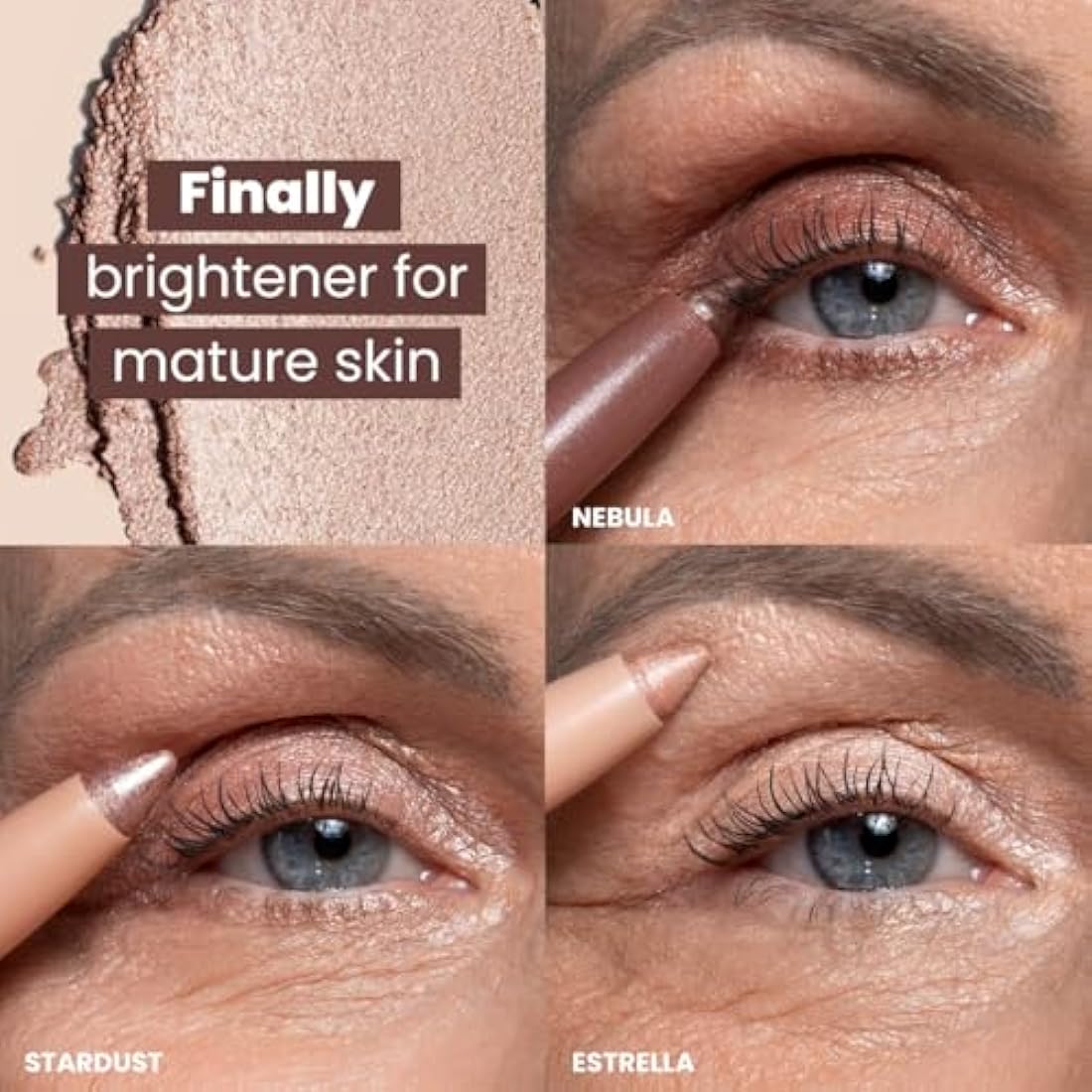 Prime Prometics PrimeEyes Eye Brightener for Mature Women – Creamy Eye Shadow Sticks – Easy Application, Quick Eye Lift Effect – Hypoallergenic, Long Wear, Water-Resistant (Estrella)