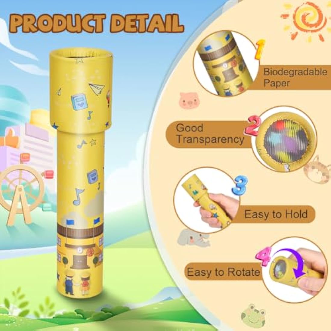 Ainiv 12 PCS Medium Kaleidoscope Toys for Kids, Retro Classic Kaleidoscopes Educational Toys for Kids New Year Christmas Stuffers Bag Fillers Birthday Party School Classroom Prizes(Random Color)