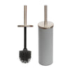 Yucong Standing Toilet Brush and Holder with Detachable Silicone Soft Brush Head | Stainless Steel Lid Handle & Anti-Slip Base | Commercial-Grade