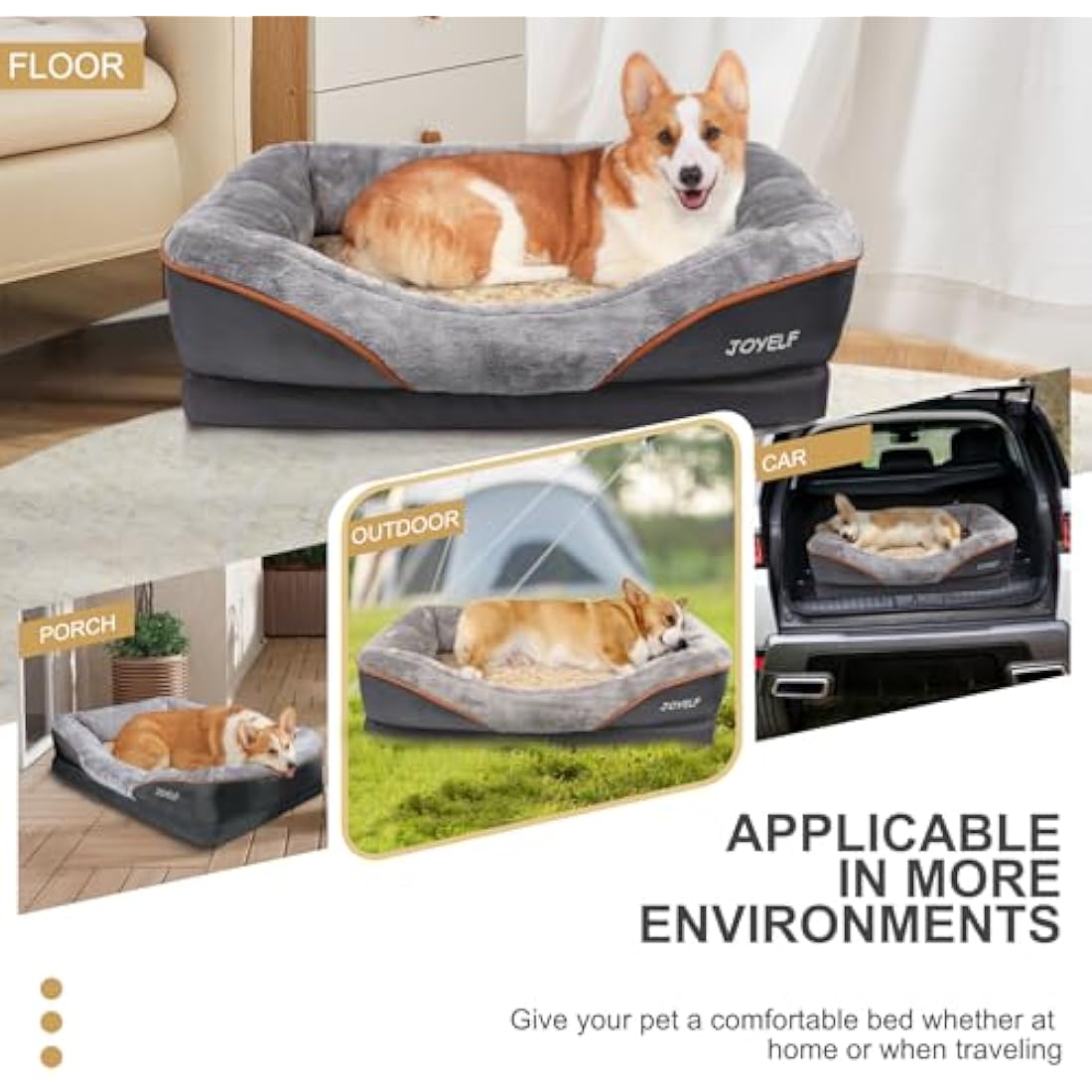 JOYELF Large Memory Foam Dog Bed, Orthopedic Dog Bed & Sofa with Removable Washable Cover and Squeaker Toys as Gift