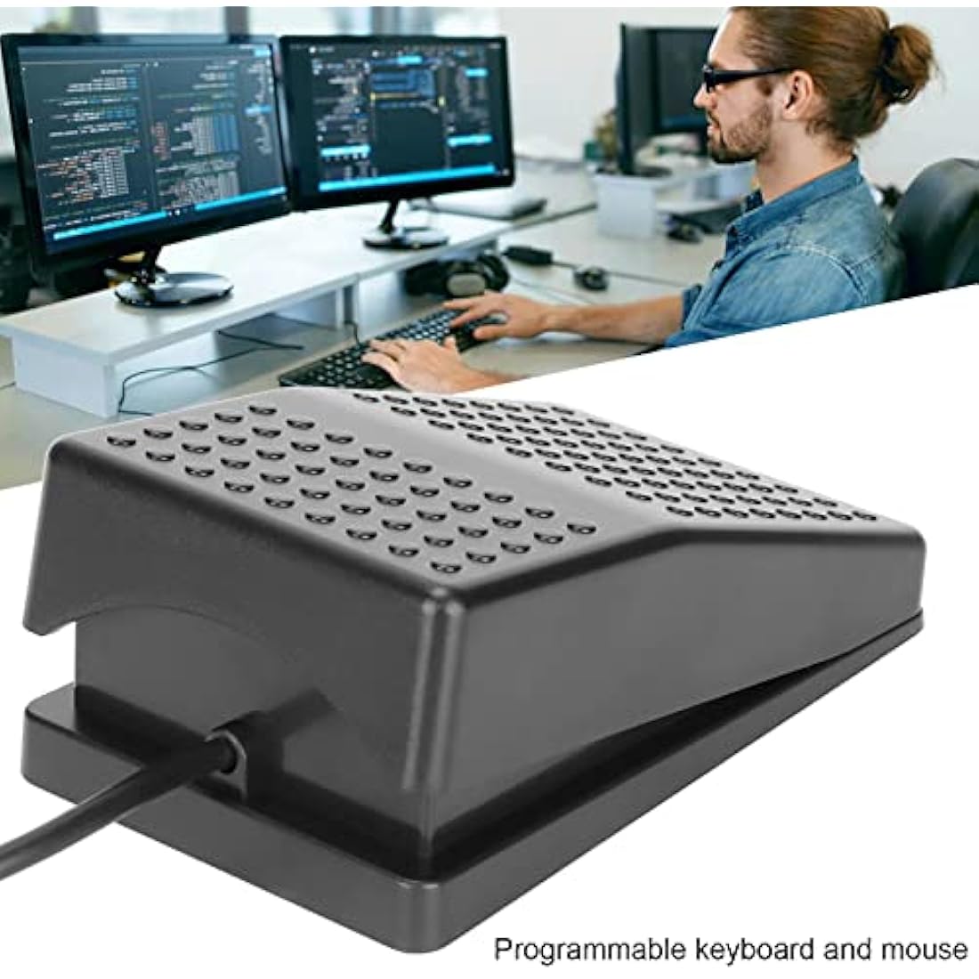 Annadue USB Foot Pedal, Single Pedal Photoelectric Switch Foot Control, One Key Customized Computer Keyboard Action Pedal Programmable Single Foot Switch Pedal for Keyboard Mouse PC Laptop