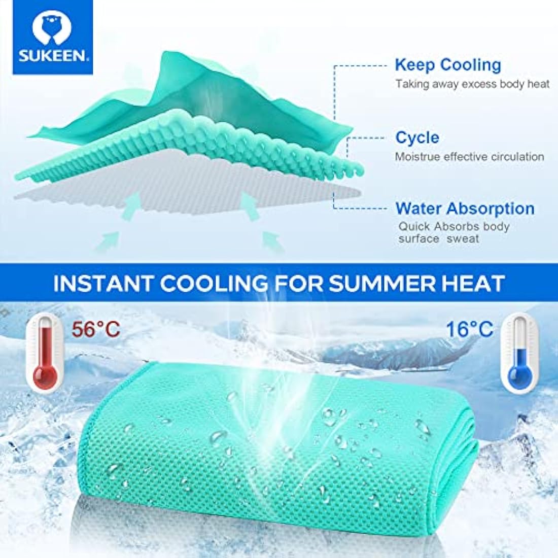 Sukeen Cooling Towel 20 Pack (40"x12") Ice Towel,Bulk Breathable Chilly Twoles,Microfiber Towel for Neck Face for Yoga,Sport,Running,Gym,Workout,Camping,Fitness,Travel & More Activities