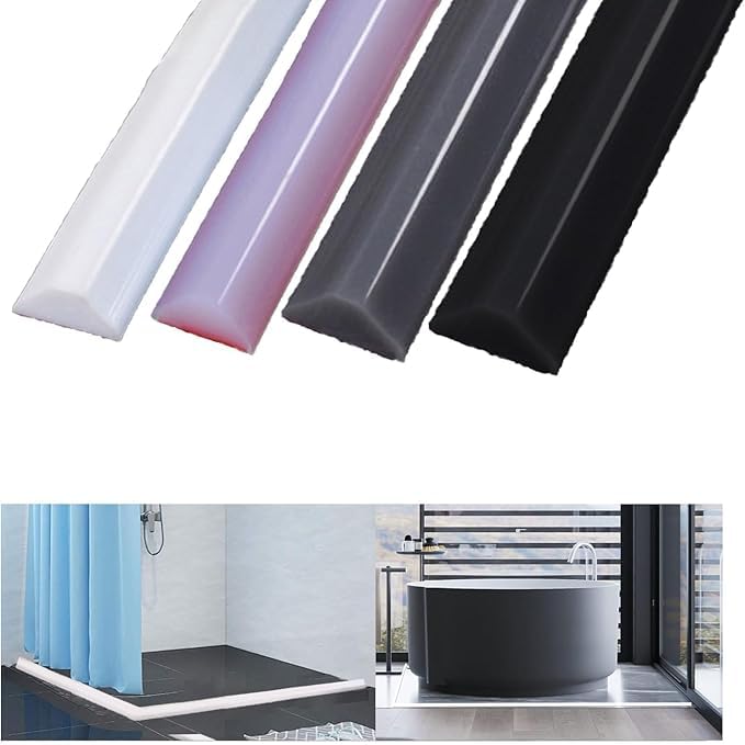 150CM Wet Room Floor Seal, Silicone Water Retaining Strip, Shower Floor Barrier for Kitchen, Bathroom (Black 1.5m)
