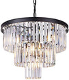 Wellmet 20 inch Crystal Chandelier, 3-Tier Contemporary Modern Bathroom Chandeliers, 7-Light Adjustable Hanging Pendant Ceiling Light for Bedroom, Entryway, Dining Room, Girls Room, Foyer