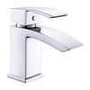 Bathroom Basin Sink Mixer Taps with Waterfall Spout, Square Moono Bathroom Sink Tap Single Lever Monobloc Brass Chrome Basin Taps 1 Hole with Hot and