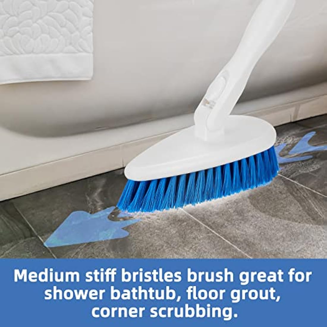 Qaestfy Shower Cleaning Brush and Scrubber Scourer Combo with 51'' Detachable Long Handle Tub and Tile Shower Bathroom Cleaner Scrubber Brush Cleaning Tools for Shower Bath Bathtub Tub Cleaning