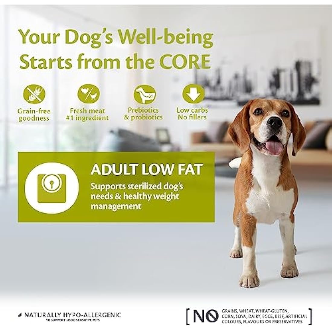 Wellness CORE Adult Low Fat, 10kg, Turkey, Dry Dog Food for Medium to Large Breeds, Grain-Free, High Meat Content, Protein-Rich, Low in Fat, Supports Healthy Weight Management