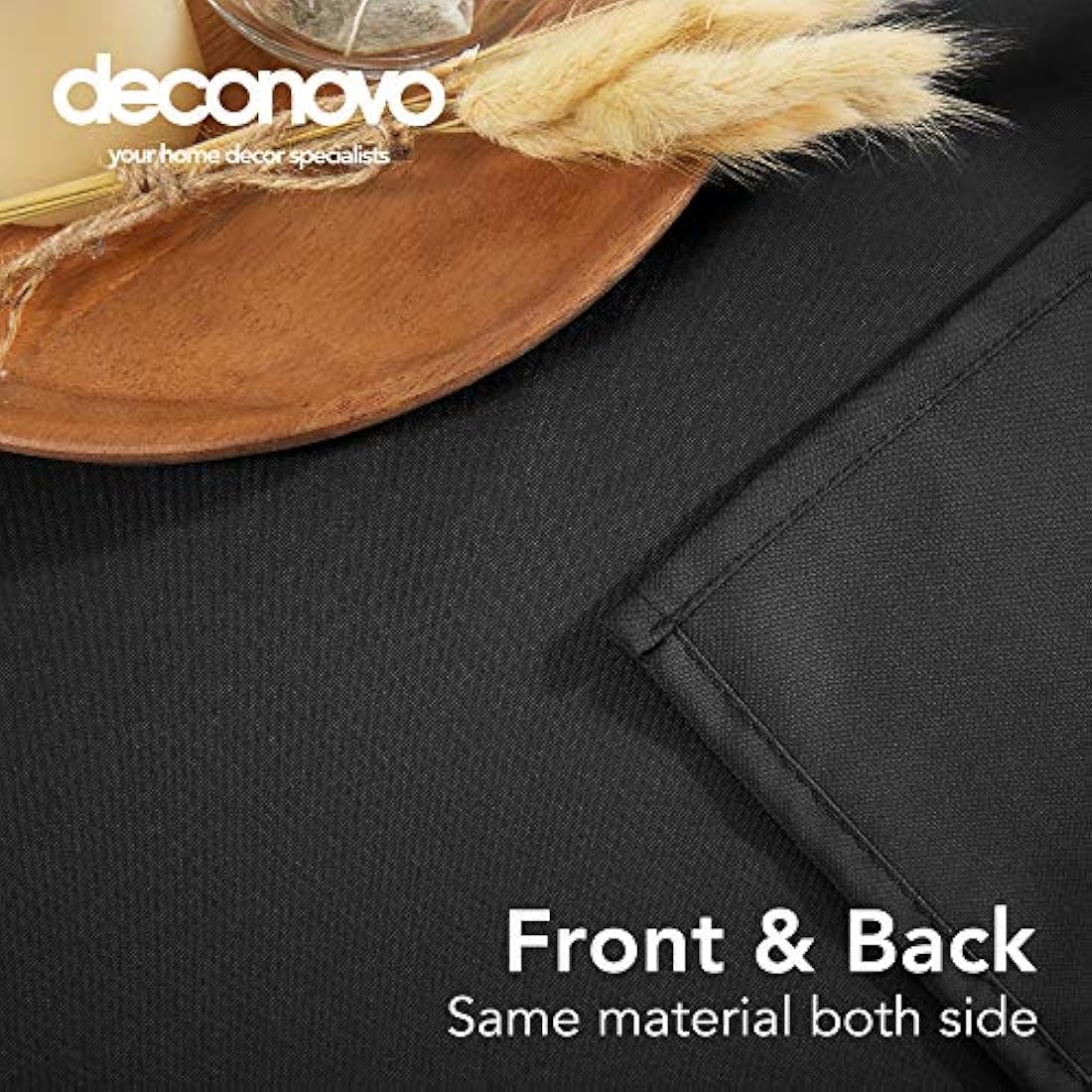 Deconovo Home Decorative Oxford Wipeable Tablecloth Rectangle Water Resistant Tablecloth for Dining Table 130x220cm(51x87in) Black