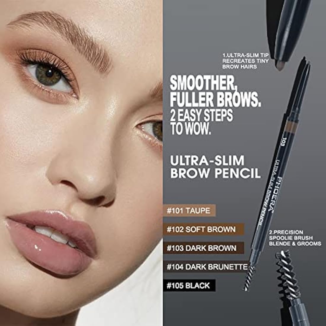 Natural Look Eyebrow Pencil, Long-Lasting & Waterproof, Precise Application, Vegan & Cruelty-Free 0.08g (104#Dark Brunette)