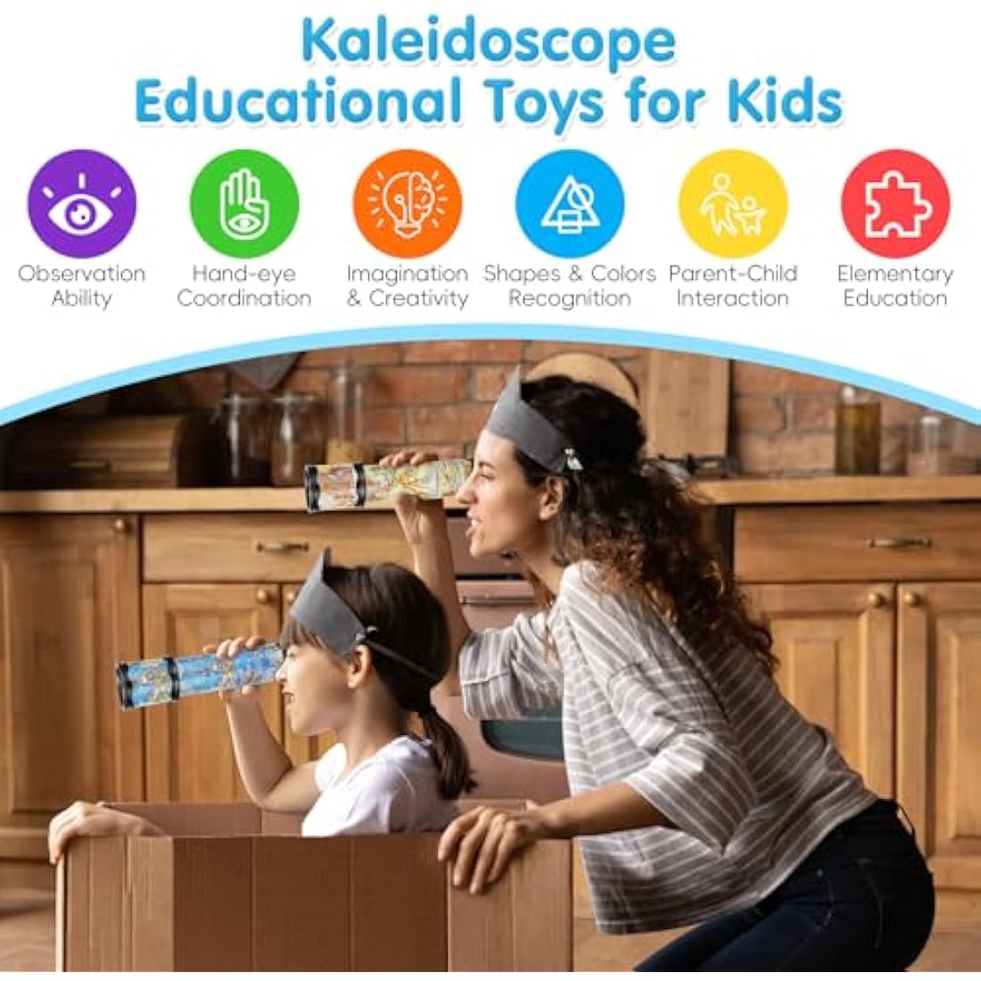 20cm Kaleidoscope for Kids, 2 Pack Retro Kaleidoscope Toy Party Bag Fillers for Kids, Christmas, New Year and Birthday Party, School Classroom Prizes Random Color)