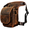 Le'aokuu Mens Genuine Leather Messenger Riding Hip Bum Waist Pack Drop Leg Cross Over Thigh Bag