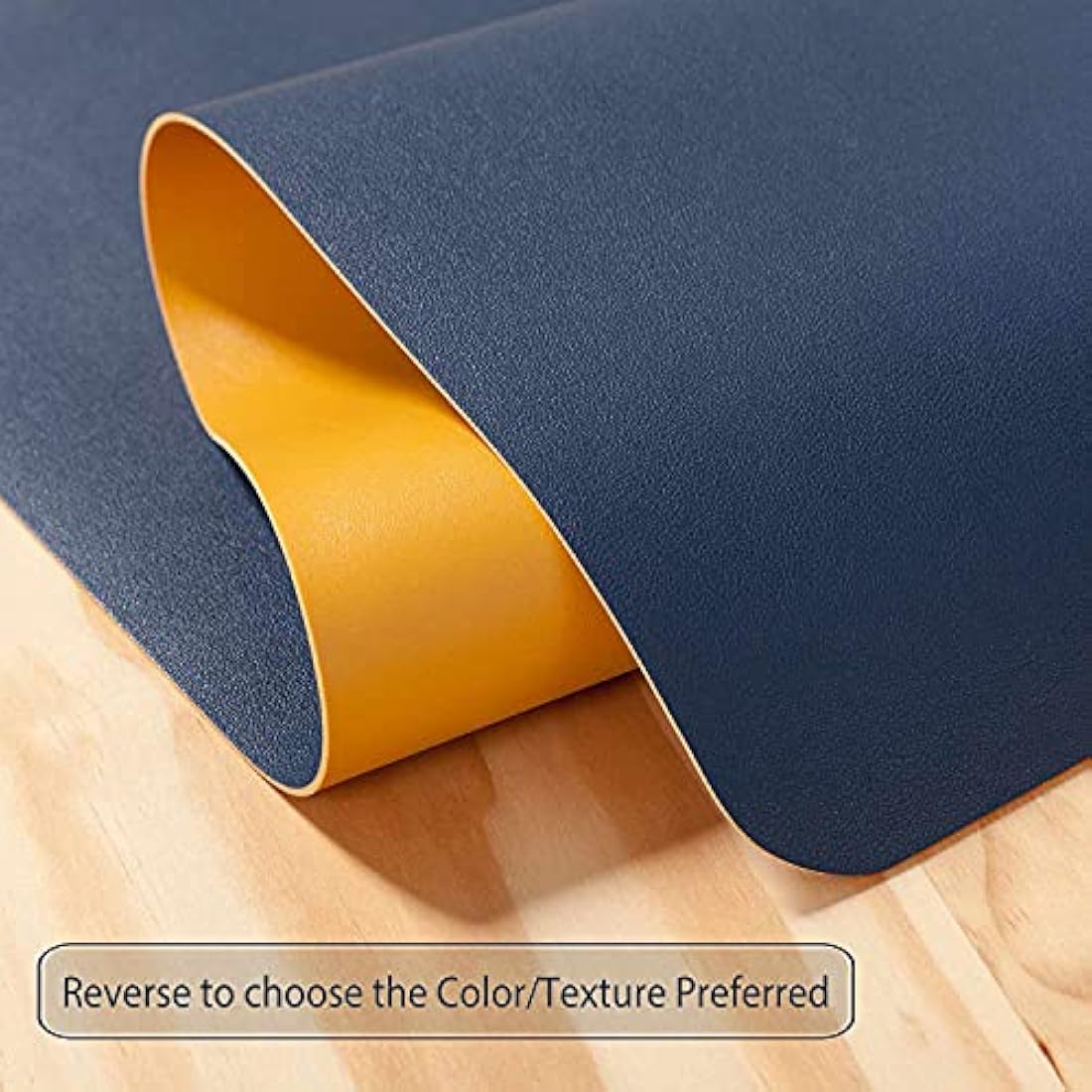 Desk Pad Large, Desk Mat, Extended Mouse Mat, Mouse Pad XXL, Desk Blotter, DOBAOJIA Laptop Pad Writing Pad for Office/Home, Dual-Side Use PU Leather Waterproof 35.4" X 16.9" (Navy Blue/Yellow)