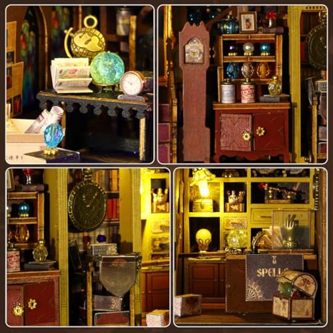 Mostop DIY Miniature Dollhouse Kit, Wooden Dollhouse Kit Miniature House Kit with LED Light,Creative Room Idea for Kids/Adults Magic House DIY Kits (Magic Treasure House)