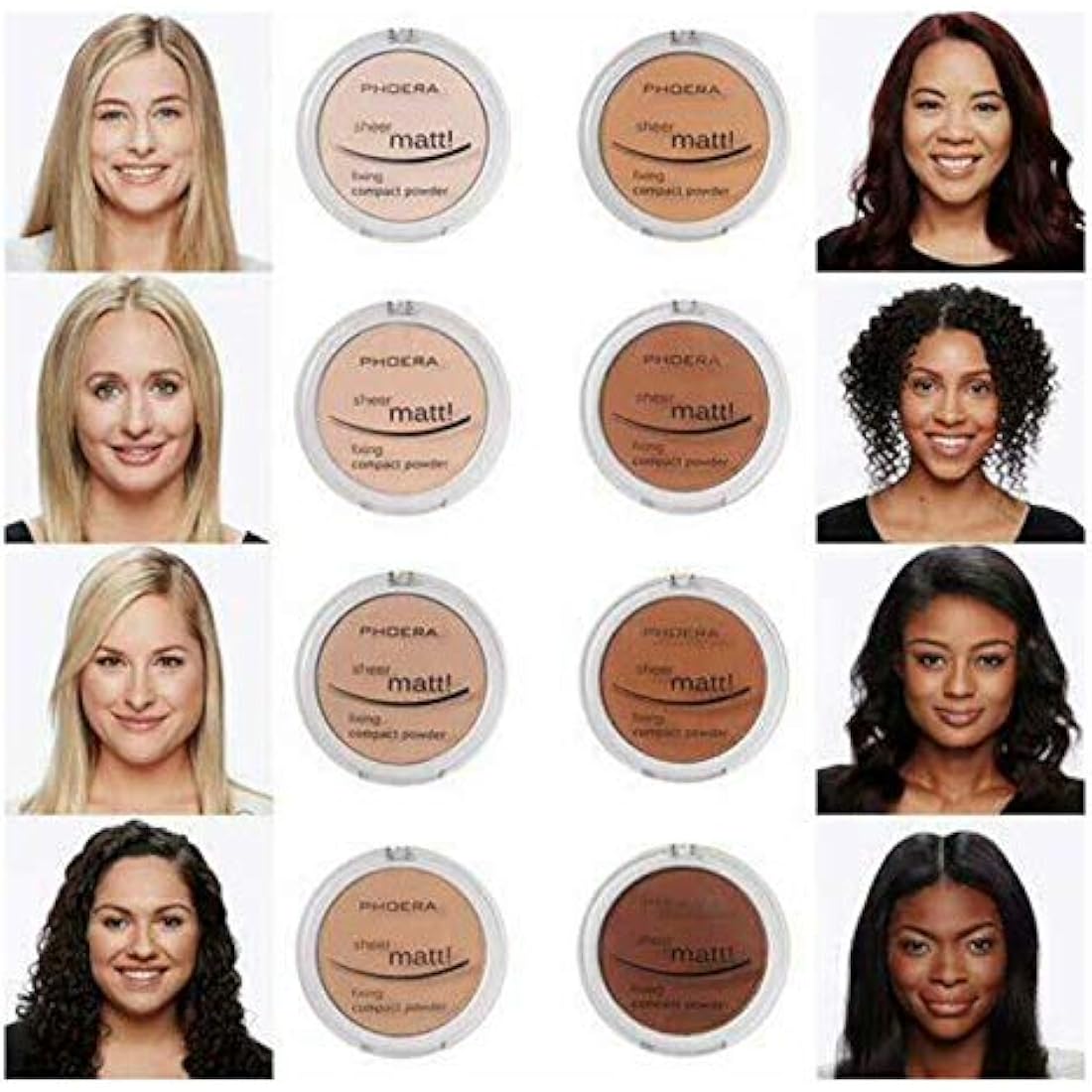 AQUAPURITY PHOERA Sheer Matte Compact Powder Fixing Powder Makeup Base Fixer Setting Powder Foundation Fixing Compact Pressed Powder Long Lasting Make Up Fixer Skin Vitamin E Beauty Blender (203 NUDE)