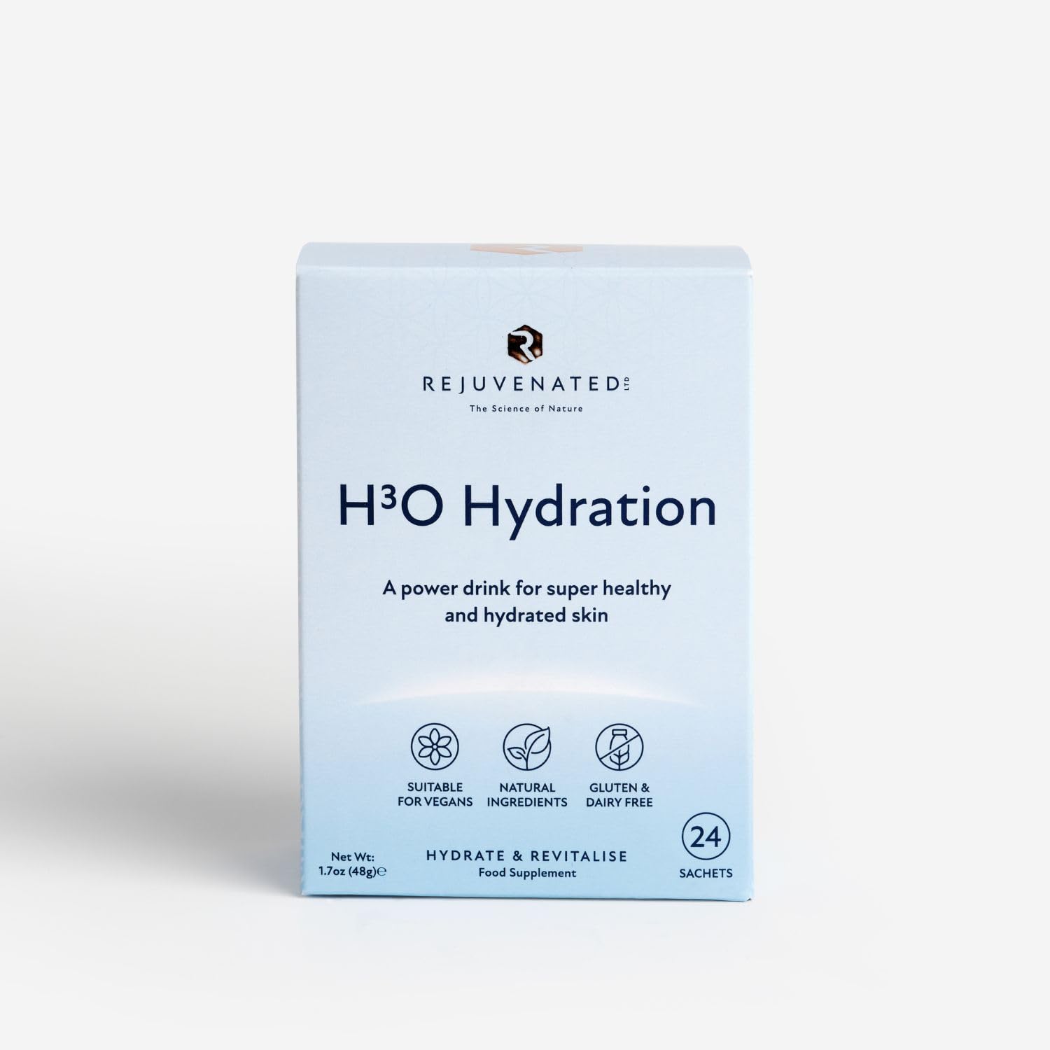 Rejuvenated H3O Hydration Sachets - Natural Supplement Drink for Skin & Body Hydration - Power Drink for Healthy and Hydrated Skin with Hyaluronic